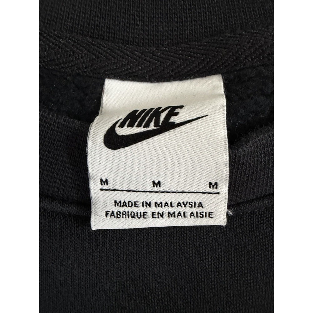 Nike Embroidered Logo Black Fleece Crewneck Pullover Men's Sweatshirt M Spellout - Picture 2 of 14